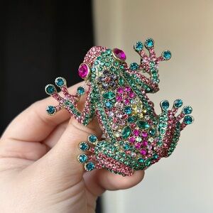 Massive Rhinestone Frog Brooch